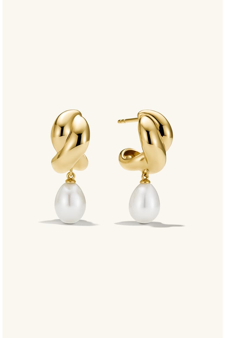 Dôme Brioche Pearl Drop Earring, Alternate, color, 18k Gold Vermeil