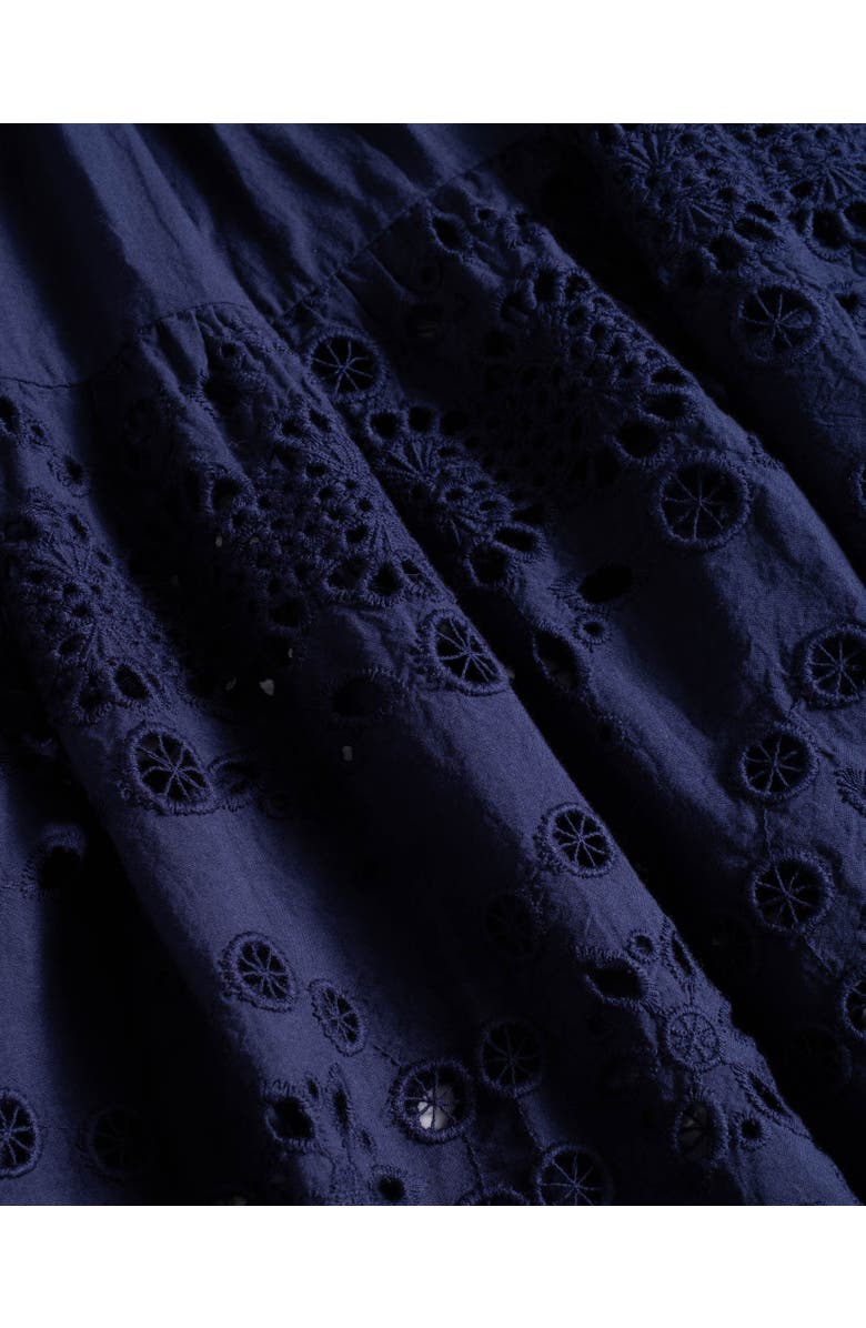 Change of Scenery Jenni Tiered Belted Eyelet Smock Waist Skirt, Alternate, color, Navy Calypso Eyelet