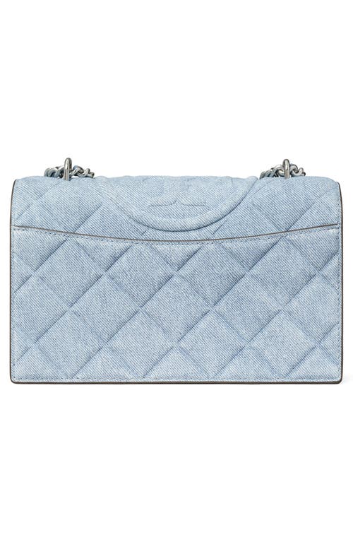 Tory Burch Fleming Small Convertible Denim Shoulder Bag In Denim