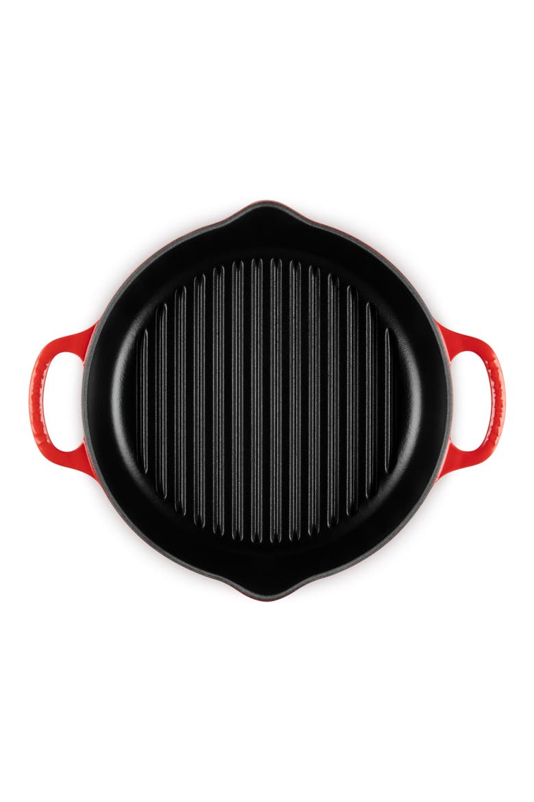 Signature Deep Round Enamel Cast Iron Grill Pan, Alternate, color, CERISE