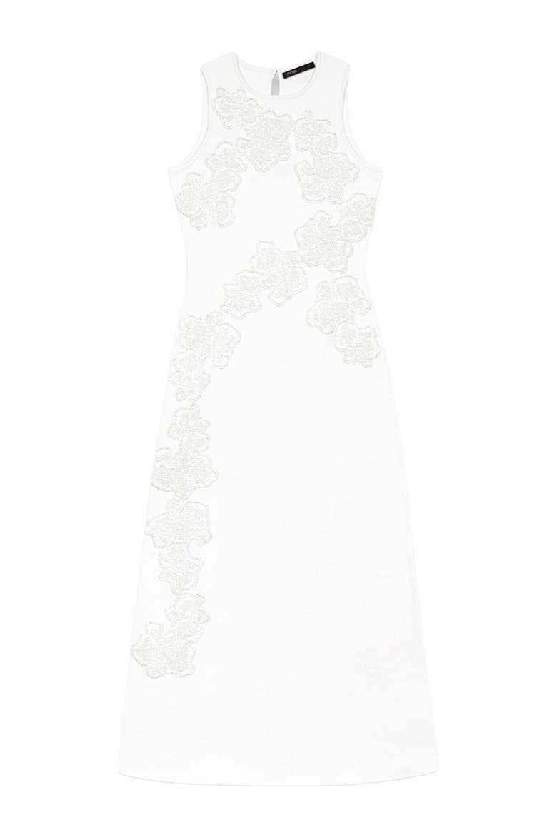 Beaded embroidered floral dress, Alternate, color, White