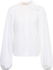 Maison Common Cotton Poplin Blouse With Flower Pin