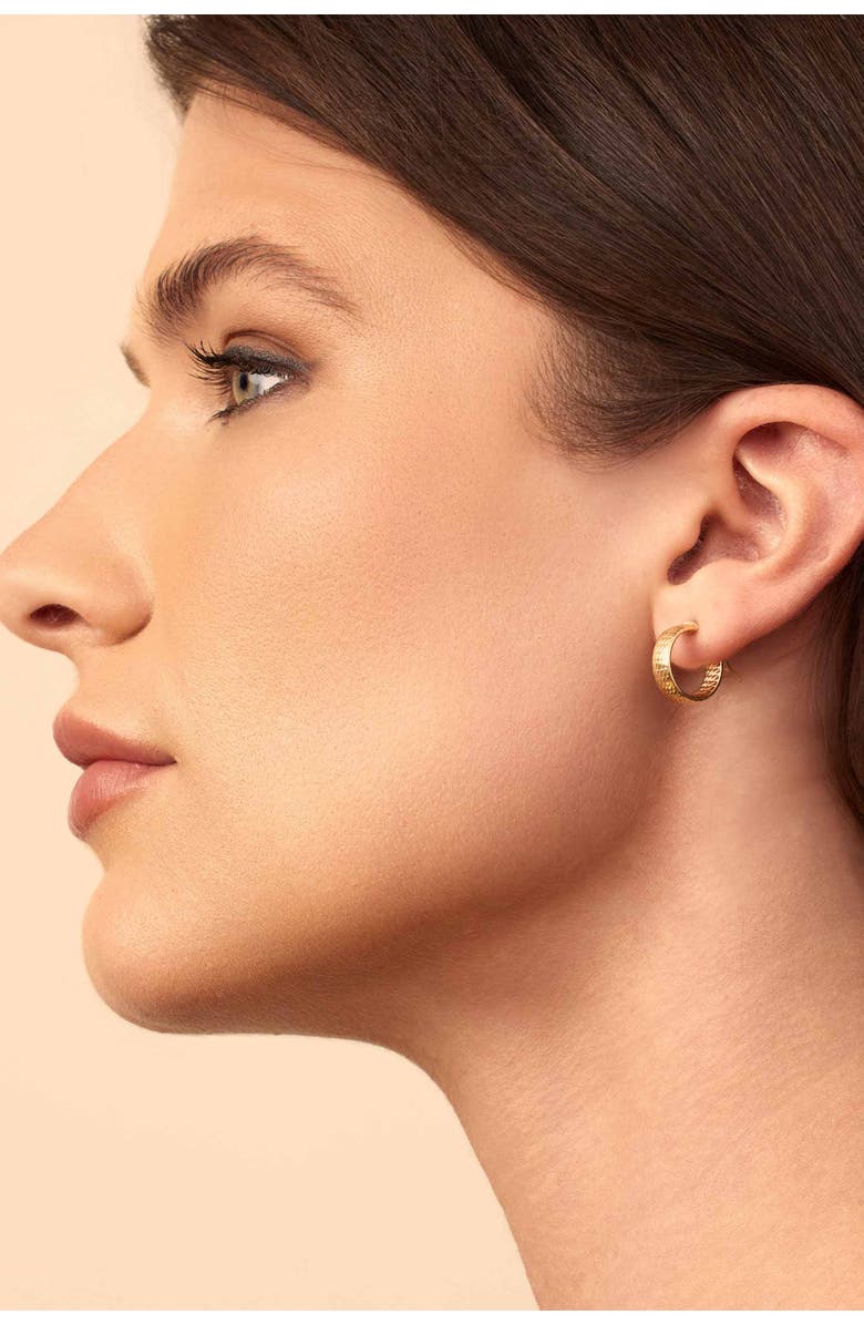 Oradina 18K Yellow Gold Moto Mini Hoops, Alternate, color, 