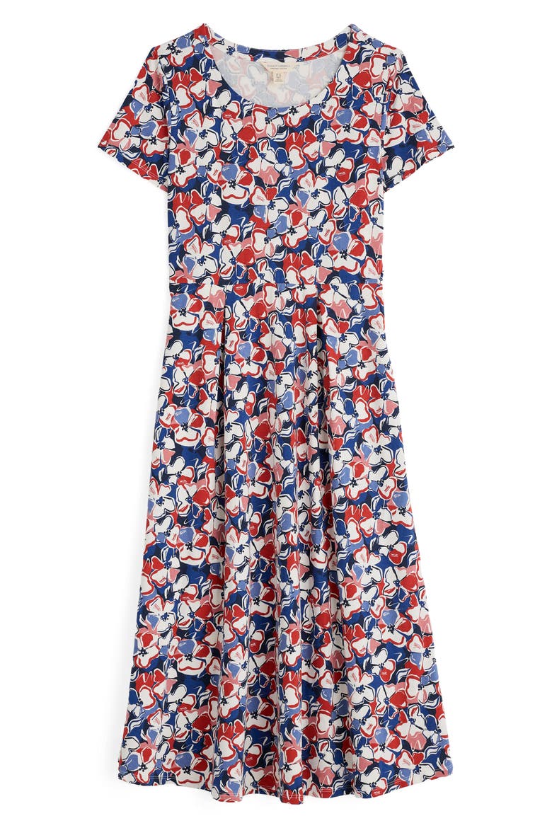 Veronica Print Stretch Organic Cotton Midi Dress, Alternate, color, CAMPION BLOOM CHALK