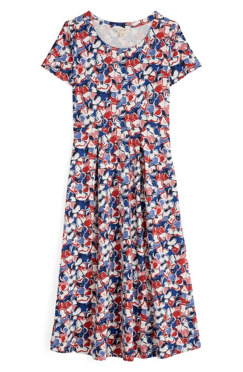 Seasalt Cornwall Veronica Print Stretch Organic Cotton Midi Dress In Campion Bloom Chalk
