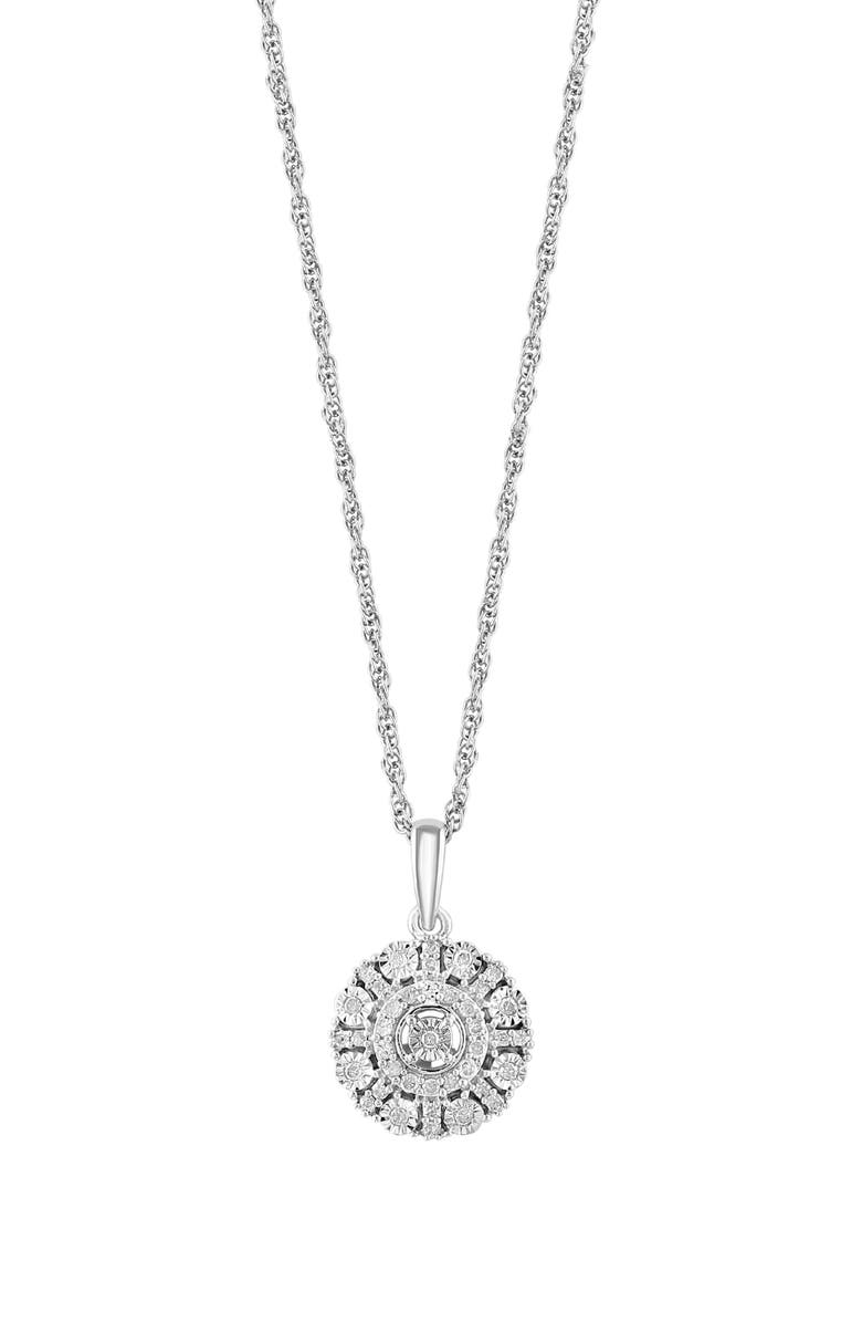 EFFY Sterling Silver Diamond Disc Pendant Necklace, Main, color, White/ Silver
