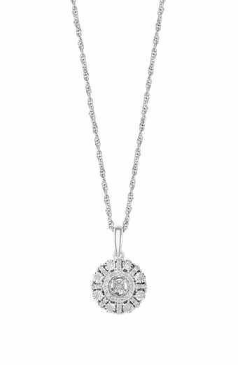 EFFY Sterling Silver Diamond Disc Pendant Necklace