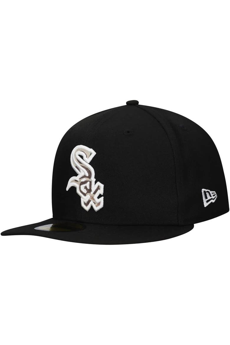 Men's New Era Black Chicago White Sox Troop Chant Camo Undervisor 59FIFTY Fitted Hat, Alternate, color, Black