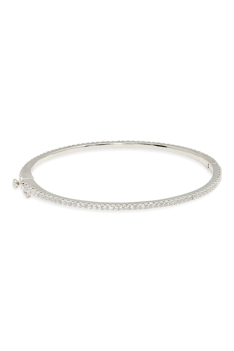 Delicate Cubic Zirconia Eternity Bangle, Main, color, CLEAR- SILVER