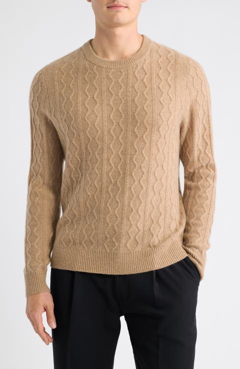 Cable Knit Cashmere Crewneck Sweater