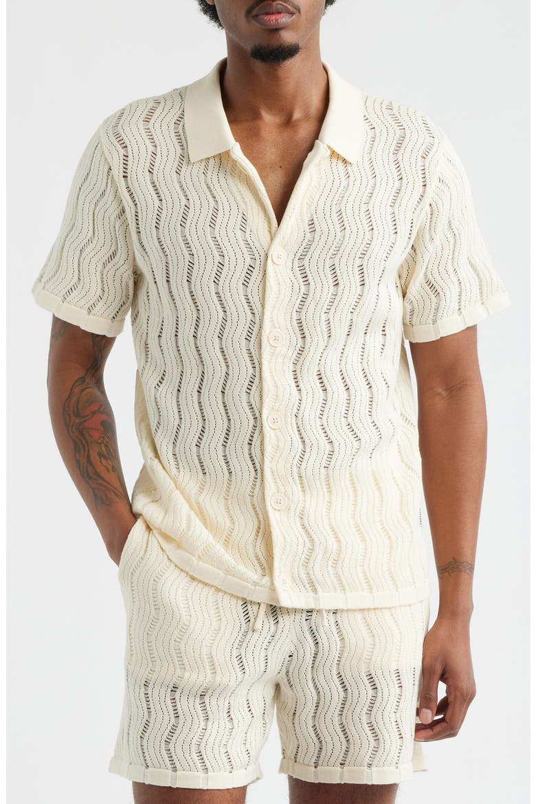 Oceanside Knit Button-Up Shirt, Main, color, BEIGE