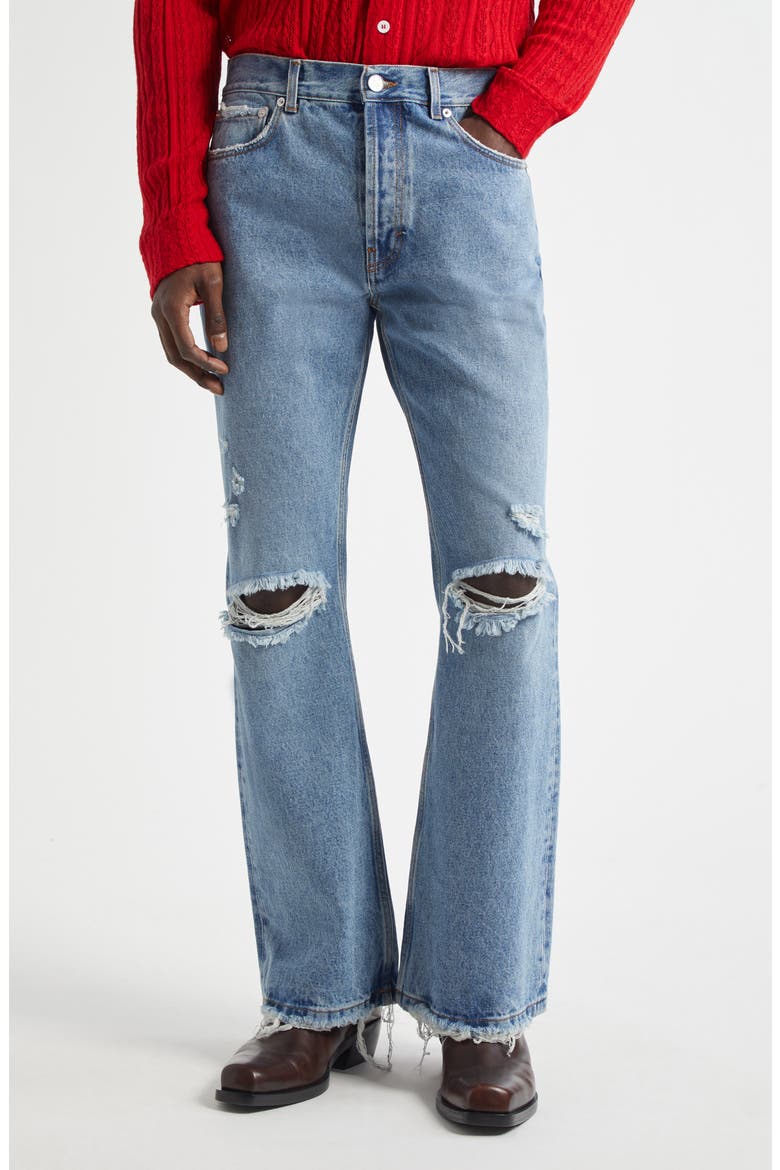 Rider Ripped Bootcut Jeans, Main, color, TRASHED MID BLUE