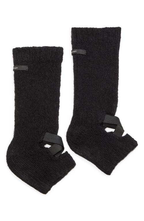 Meruert Tolegen Hand Knit Cutout Leg Warmers in Black  product