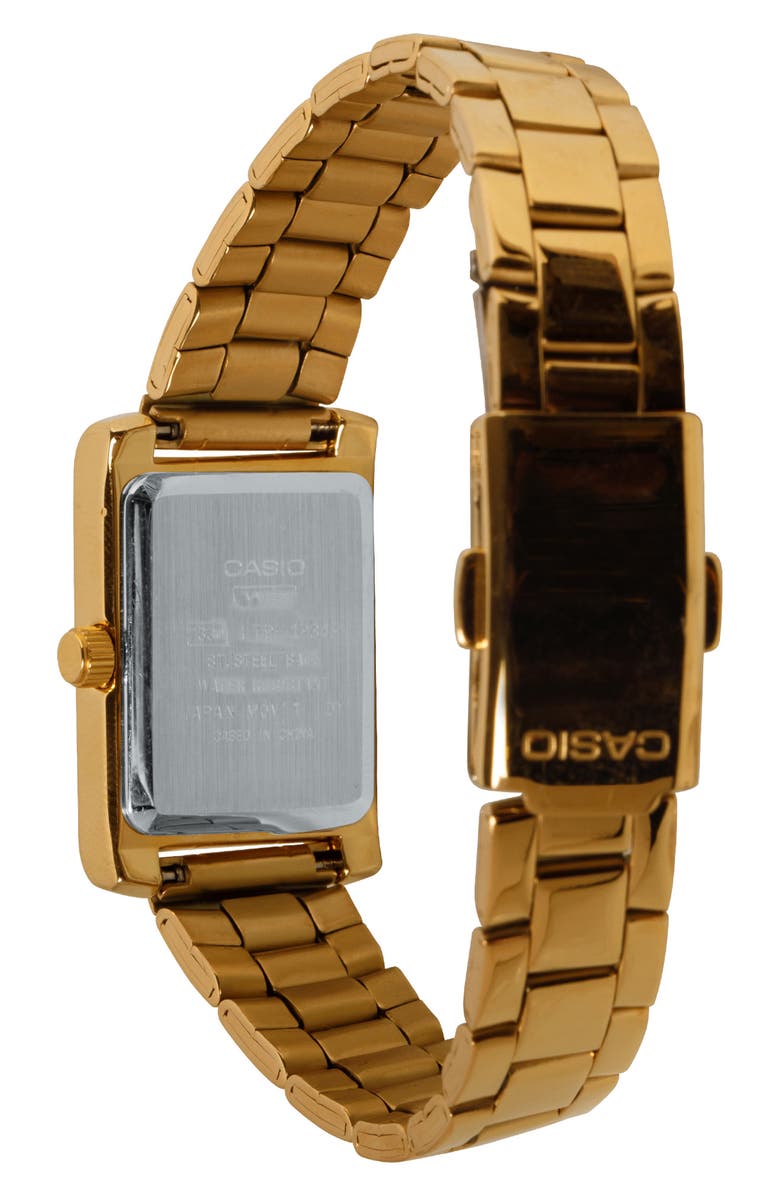 CASIO Tank Goldtone Bracelet Watch, 32mm x 21mm, Alternate, color, Silver And Gold