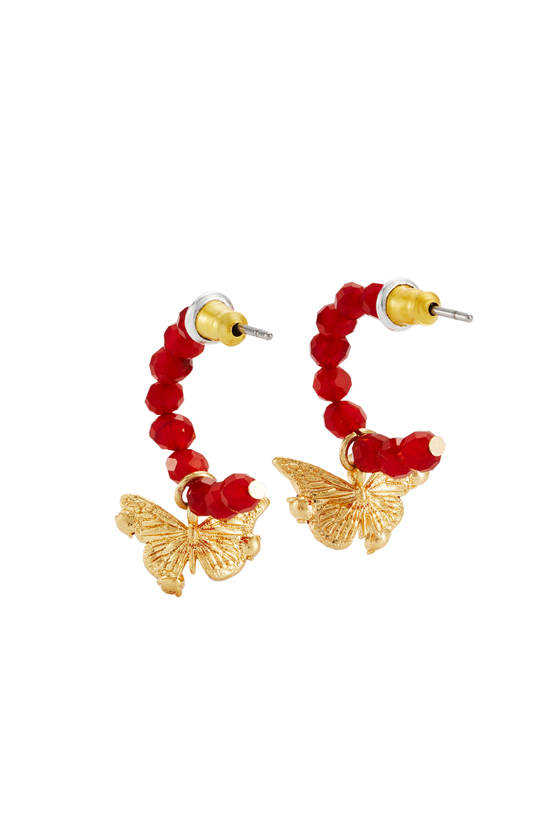 Hera Butterfly Charm Hoop Earrings, Alternate, color, Gold