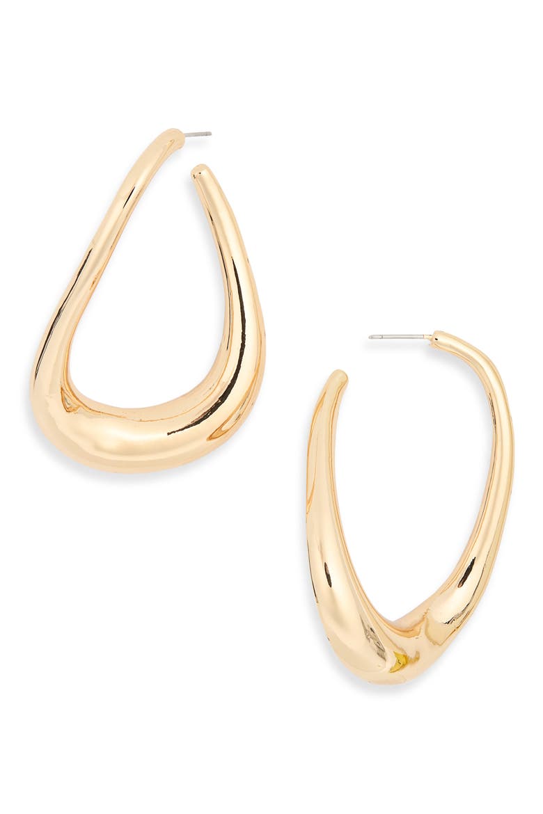 Large Oblong Oval Hoops, Main, color, GOLD