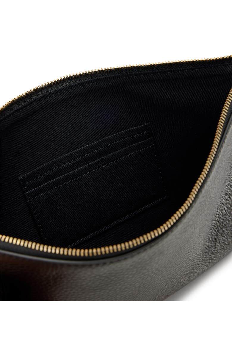 AllSaints Joshi Large Leather Wristlet Clutch, Alternate, color, Black