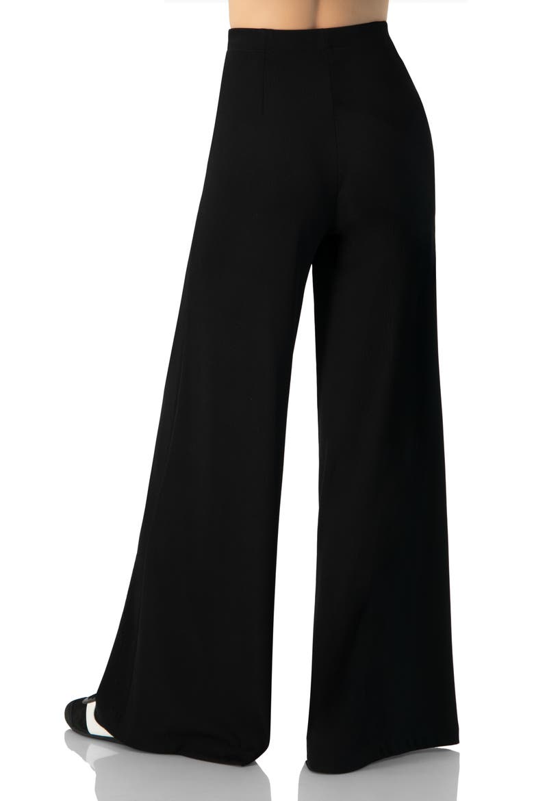 Ribbed Wide-Leg Culotte Pants, Alternate, color, Black
