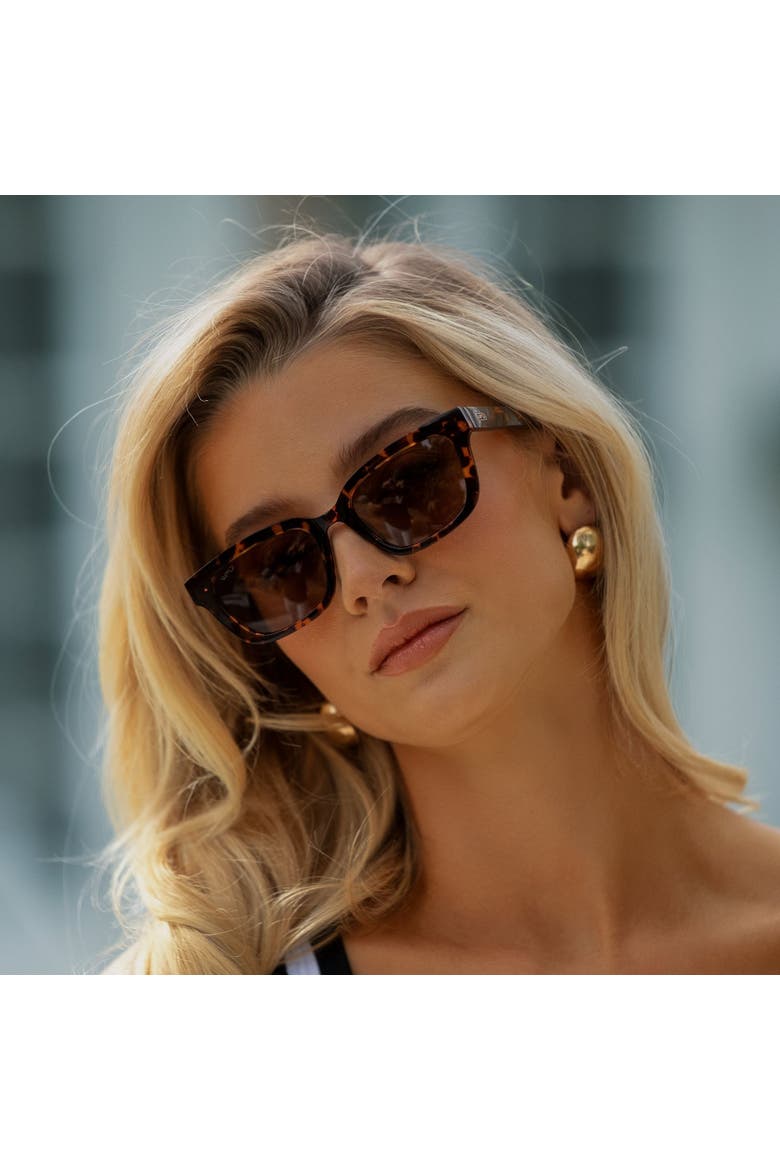 Vivian - 52mm Modern Rectangular Polarized Sunglasses, Alternate, color, Ember Tortoise