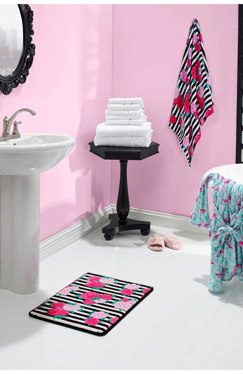 Betsey Johnson Flower Stripe Pink 3-Piece Towel Set, Alternate, color,