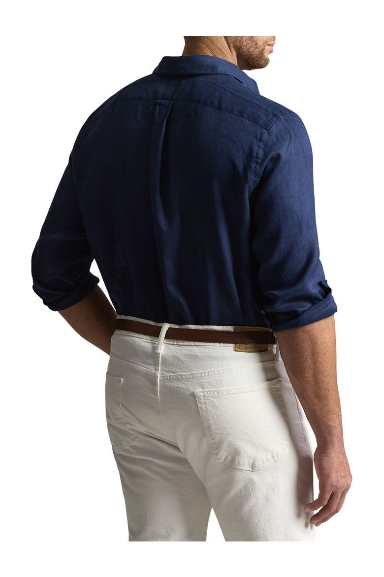 Big & Tall Linen Sport Shirt V2, Alternate, color, NEWPORT NAVY