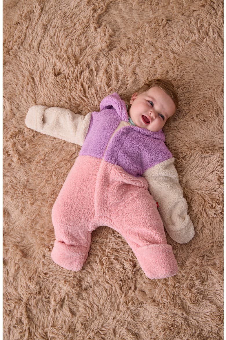Kids' Colorblock Faux Shearling Bunting, Alternate, color, PINK MULTI