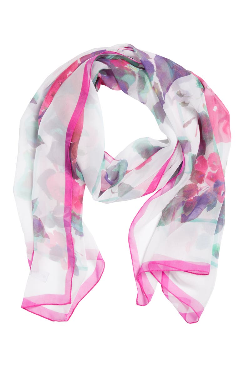 Blossom Print Silk Georgette Scarf, Alternate, color, EARL GREY MULTI