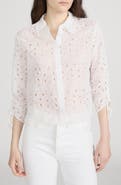 FRAME Sheer Paisley Eyelet Button-Up Shirt
