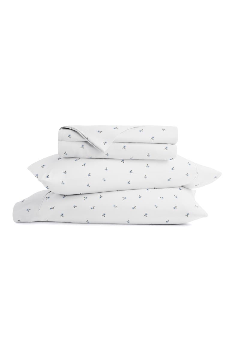 Kaycie Gray Ditsy Floral Microfiber Sheet Set, Main, color, BLUE DITSY
