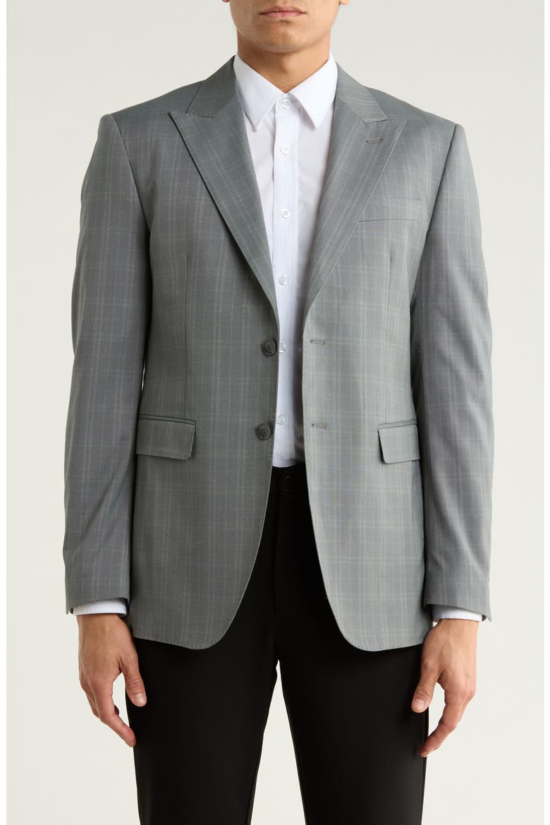 Slim Fit Tonal Windowpane Plaid Blazer, Main, color, GREY