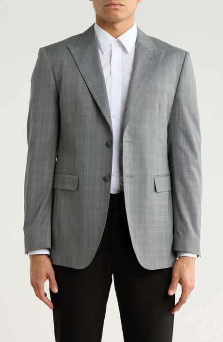 Tahari Slim Fit Tonal Windowpane Plaid Blazer