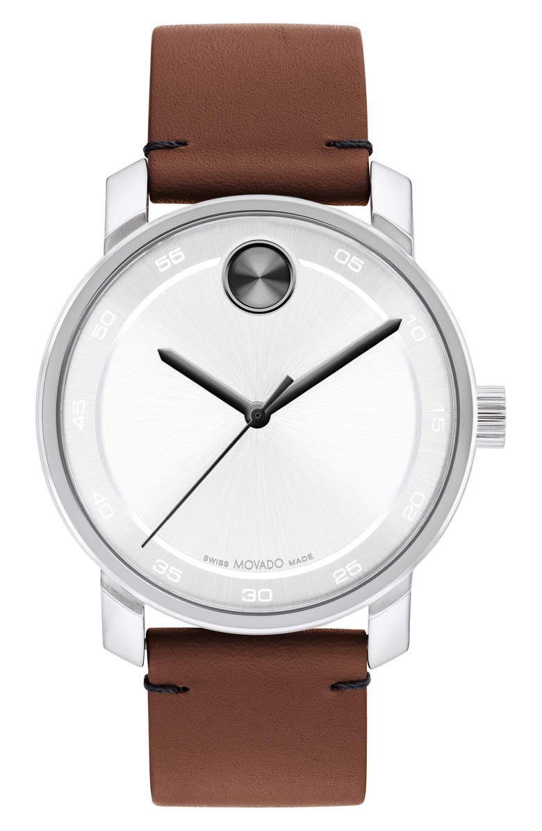 Movado Bold Access Leather Strap Watch, 41mm, Main, color,