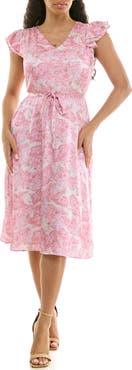 Nina Leonard V-Neck Sleeveless Fit & Flare Dress