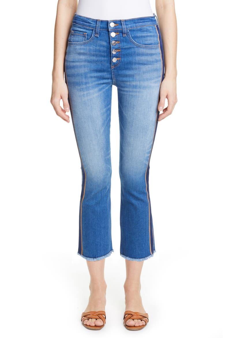 Carolyn Tuxedo Stripe Baby Boot Crop Jeans, Main, color, JAGGER