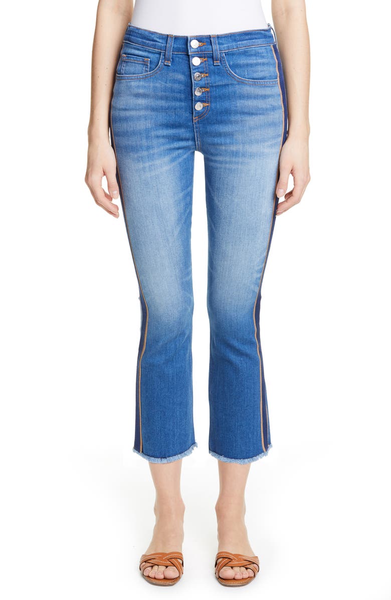 Veronica Beard Carolyn Tuxedo Stripe Baby Boot Crop Jeans, Main, color, 