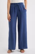 Bella Dahl Ruffle Waist Wide Leg Linen Pants