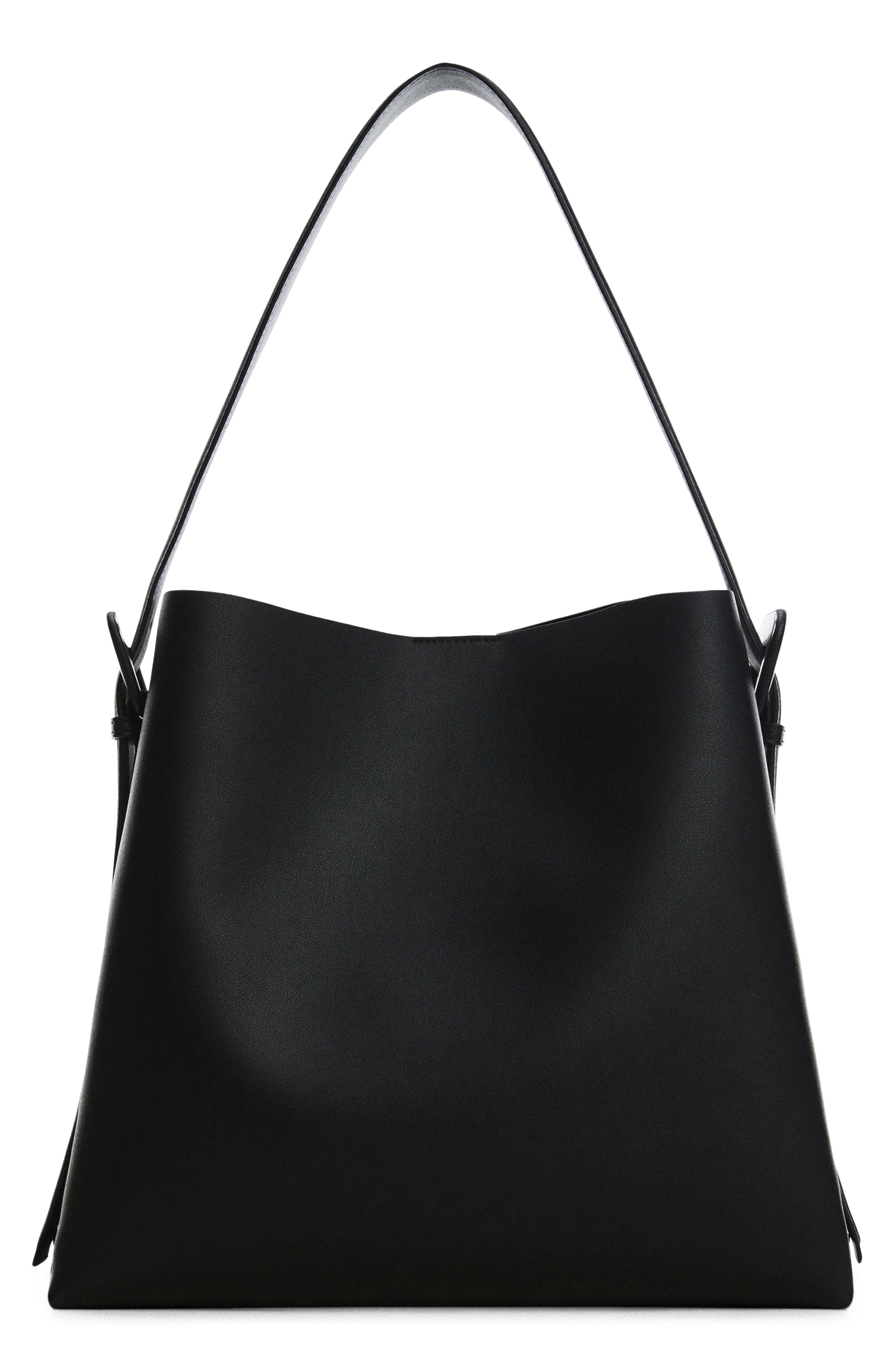 MANGO Buckle Detail Faux Leather Shopper Bag, Main, color, 