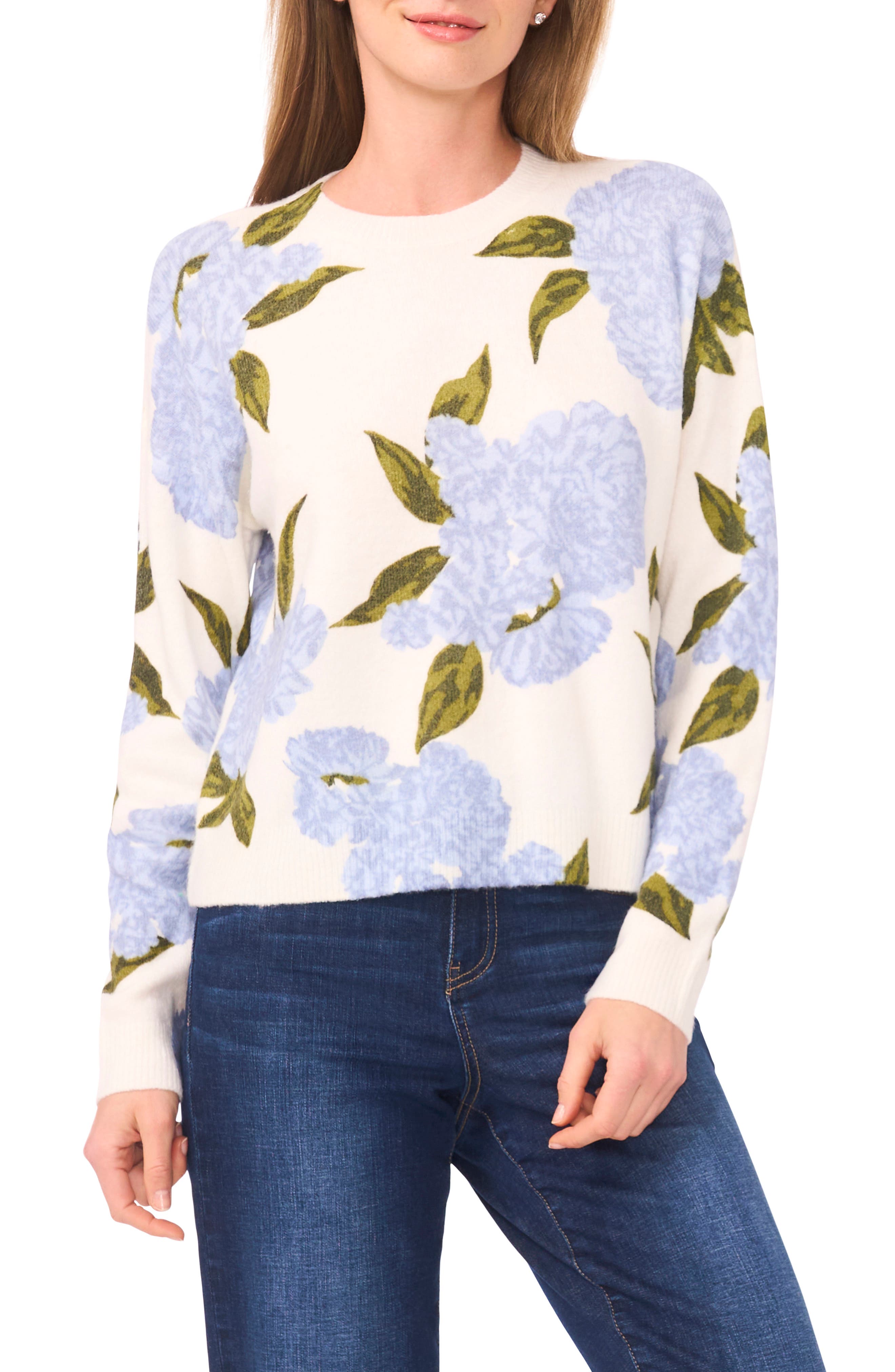 CeCe Floral Pullover Sweater