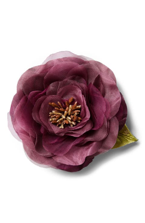 The Mauve Open Rose Floral Brooch