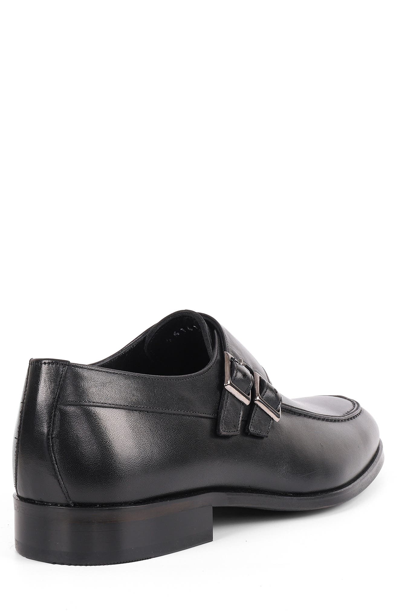 VELLAPAIS Arlington Double Monk Strap Leather Loafer, Alternate, color, Black
