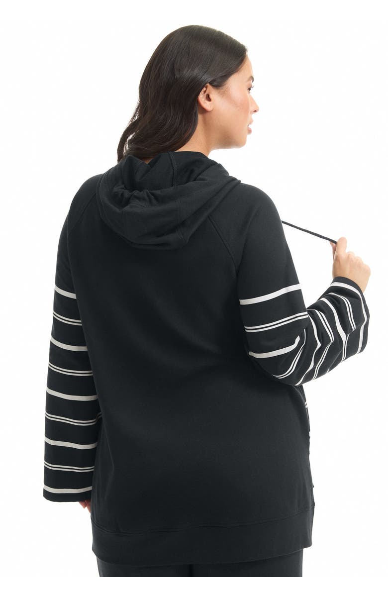 June + Vie Bell-Sleeve French Terry Sweatshirt, Alternate, color, Black Horizontal Stripe