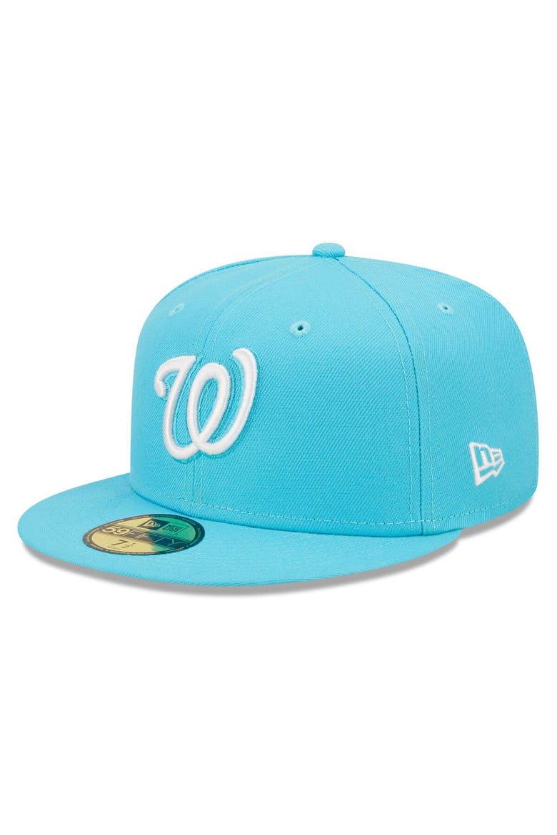 Men's New Era Blue Washington Nationals Vice Highlighter Logo 59FIFTY Fitted Hat, Alternate, color, Blue