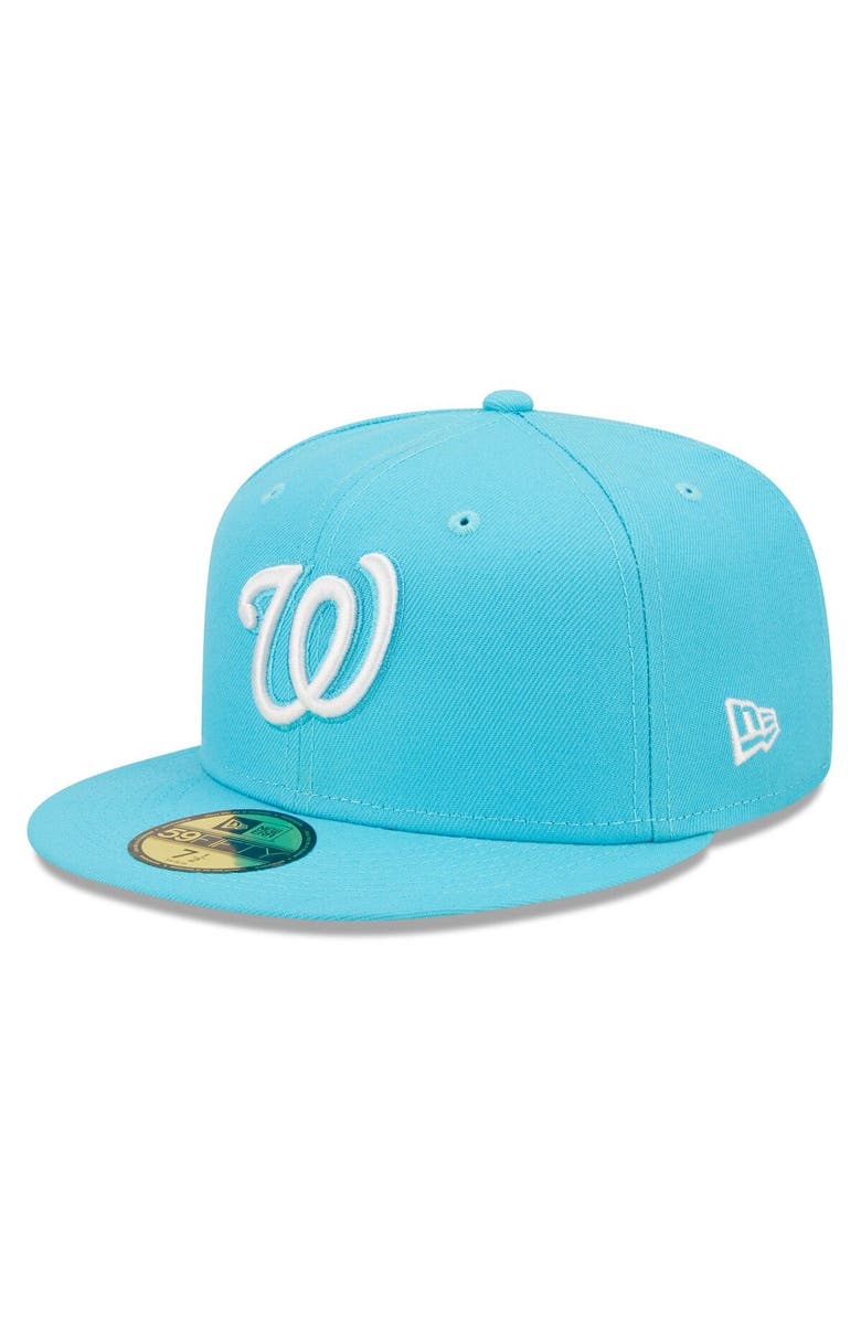 New Era Men's New Era Blue Washington Nationals Vice Highlighter Logo 59FIFTY Fitted Hat, Alternate, color,