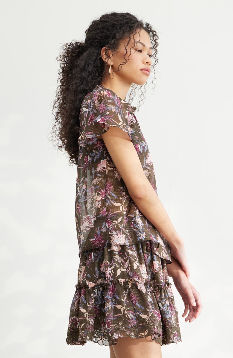 Treasure & Bond Floral Print Embroidered Chiffon Top, Alternate, color, Olive Frou Floral