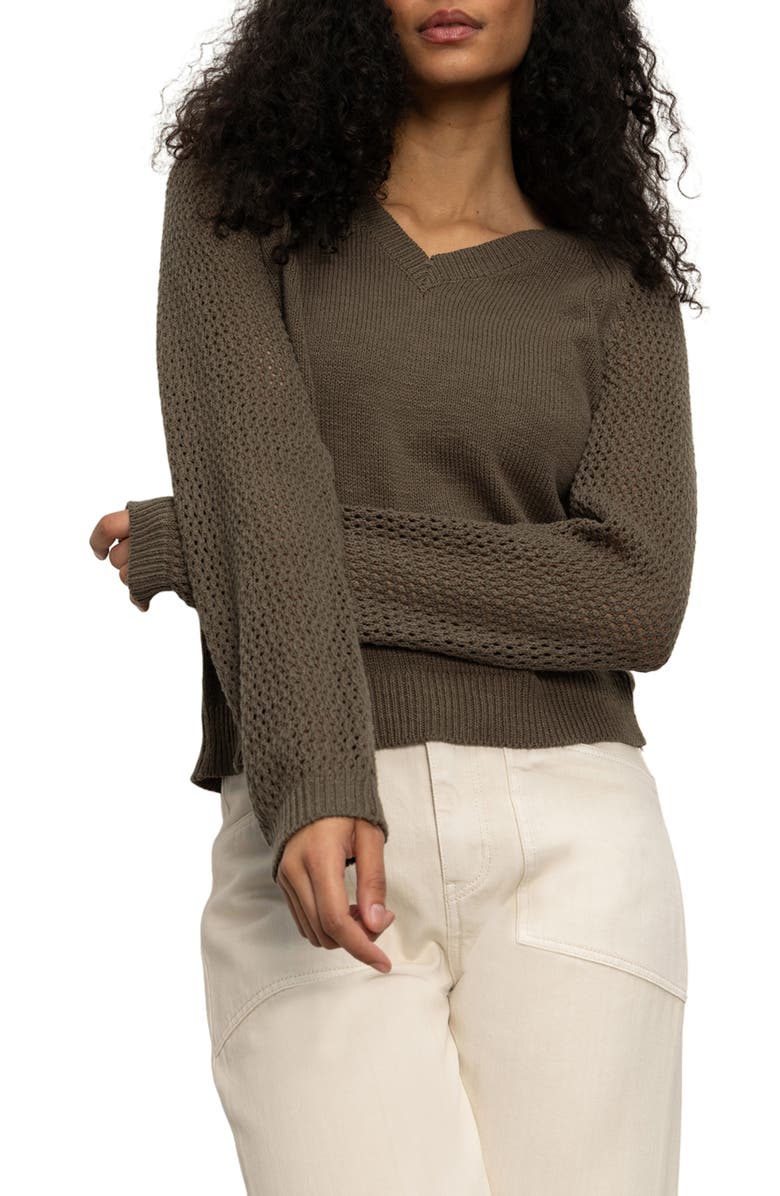 Sanctuary Perfect Time Cotton Sweater, Alternate, color, Kalamata