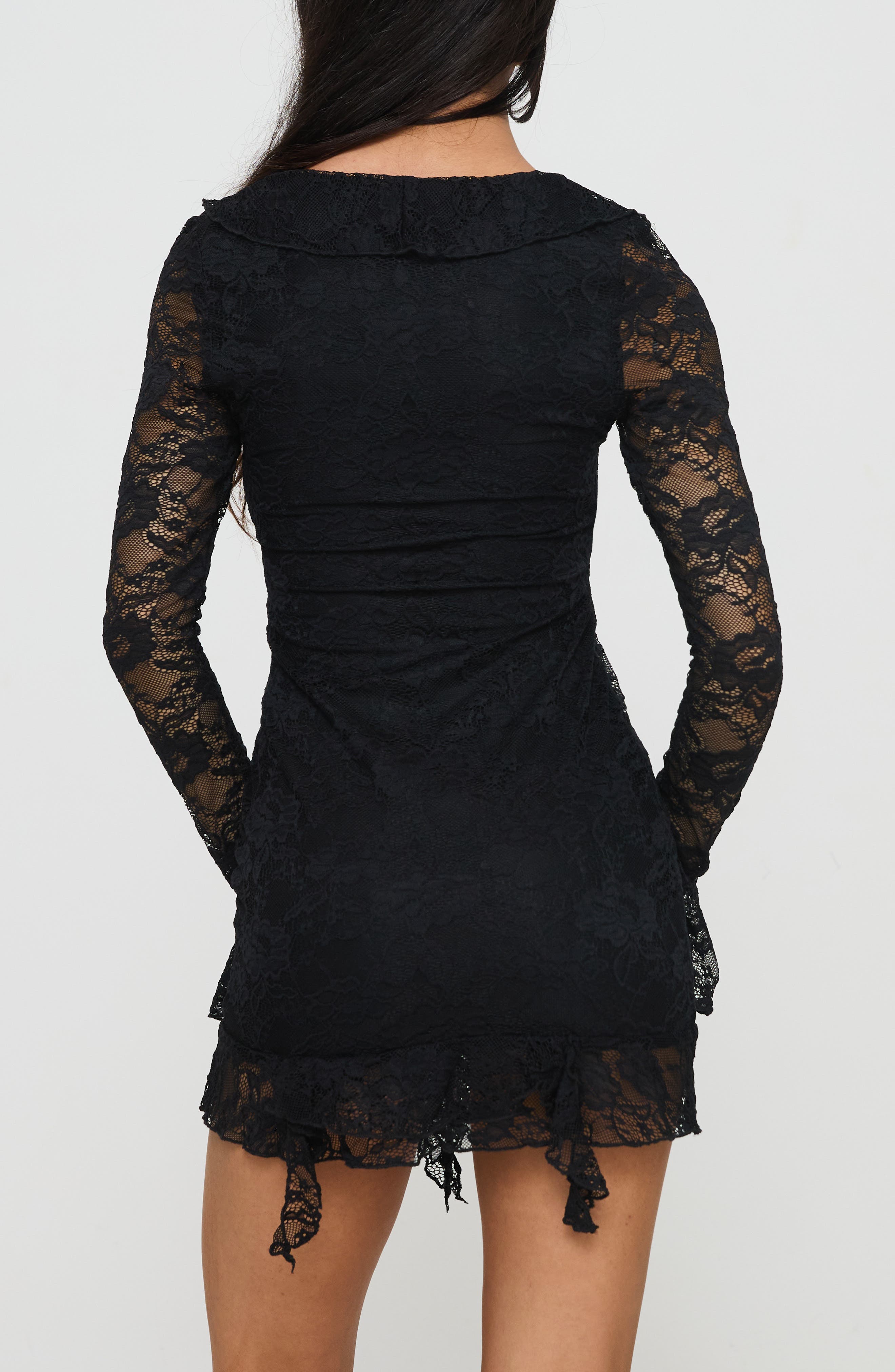Braun Embroidered Lace Long Sleeve Minidress - image 2