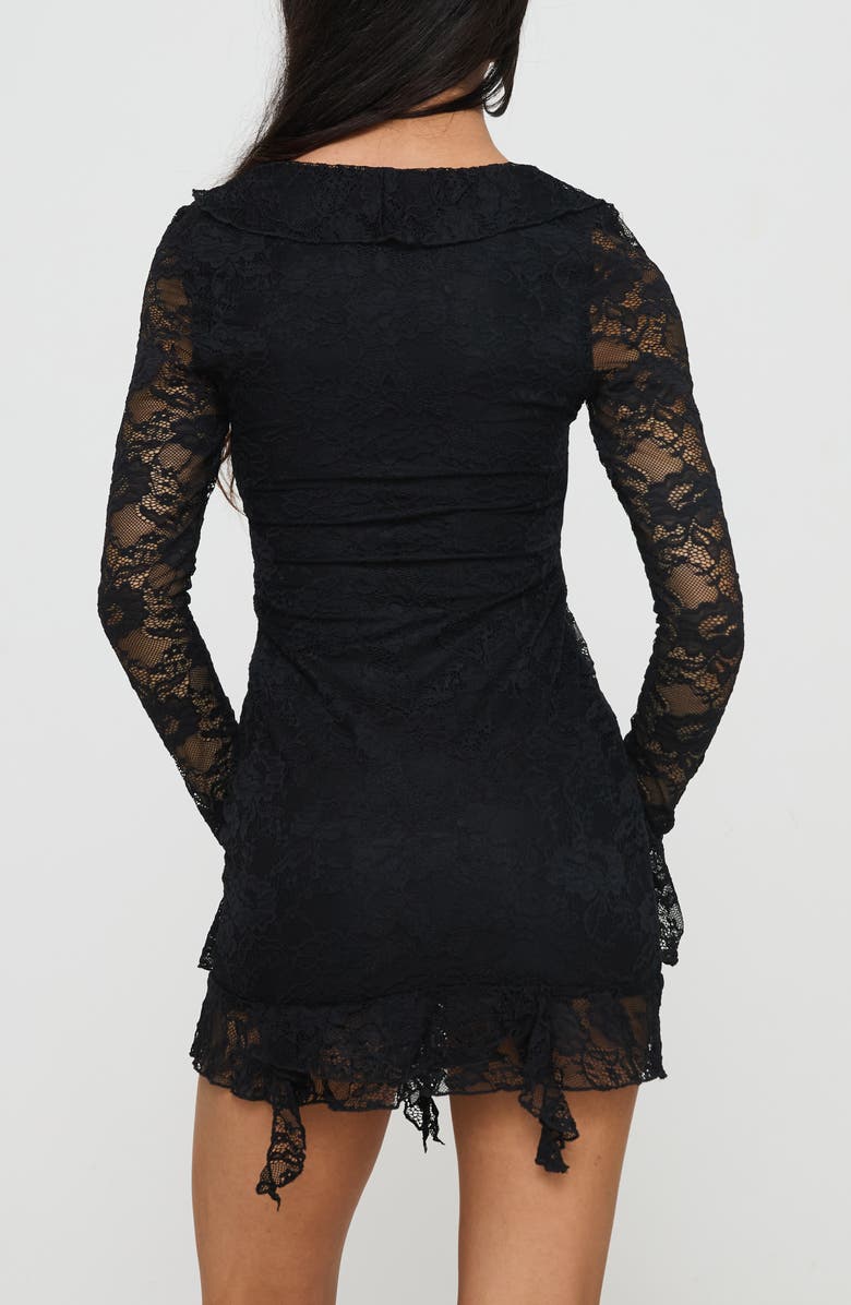 Princess Polly Braun Embroidered Lace Long Sleeve Minidress, Alternate, color, Black