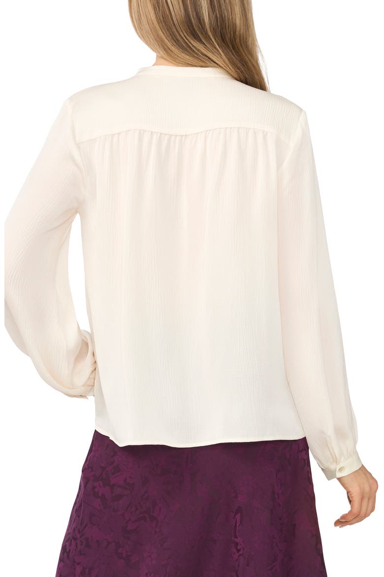 Shirred Long Sleeve Band Collar Shirt, Alternate, color, BUTTERCREAM