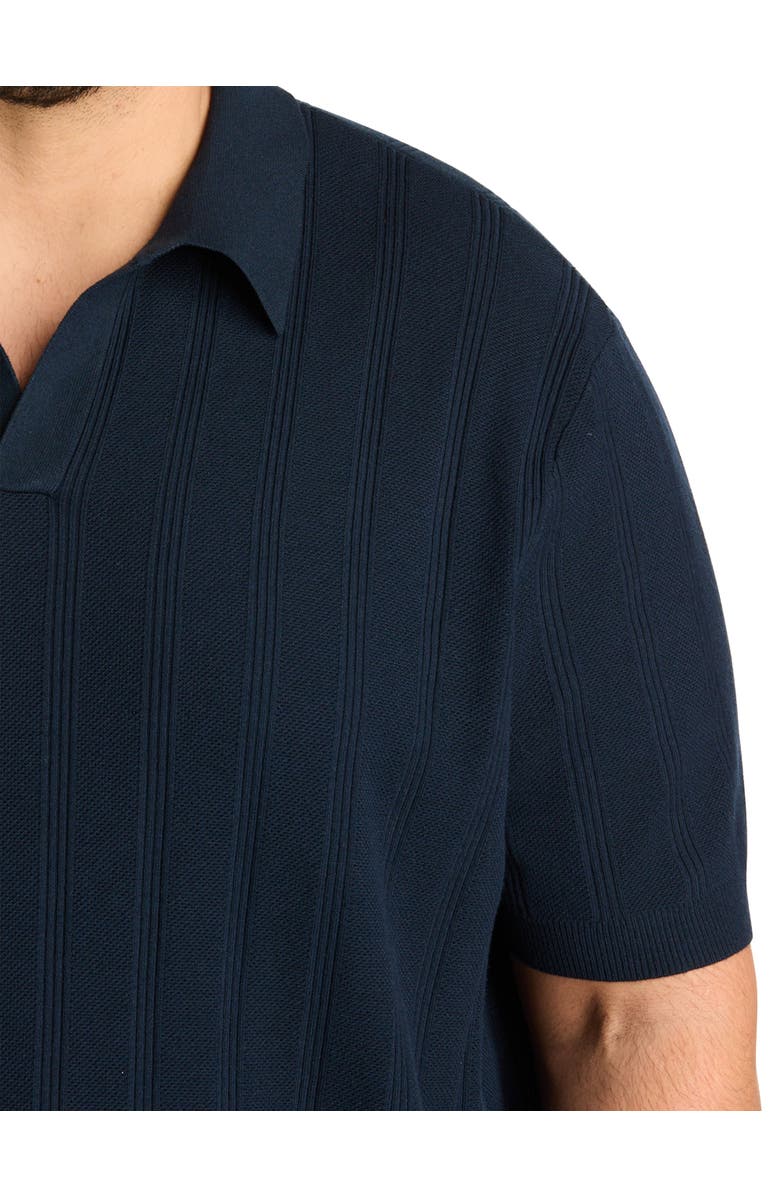 Perry Ellis Big & Tall Mesh Striped Sweater Polo Shirt, Alternate, color, Dark Sapphire