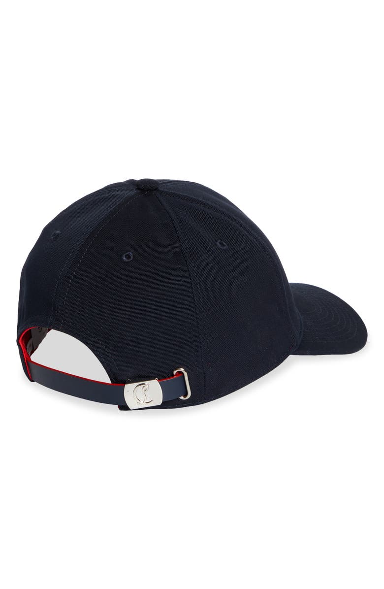 Christian Louboutin Mooncrest Ivy Embroidered Monogram Canvas Baseball Cap, Alternate, color, Navy